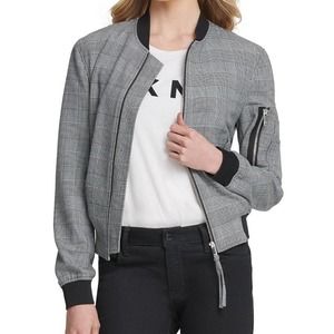 Dkny Plaid Bomber Jacket Size Large